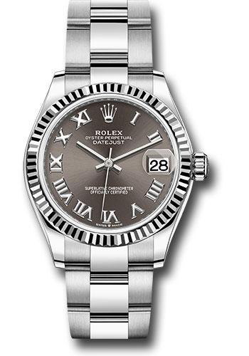 Rolex Datejust 278274 Steel and White Gold 31 Fluted Bezel - Dark Grey Roman Dial - Oyster Bracelet - dkgro