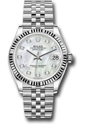 Rolex Datejust 278274 Steel and White Gold 31 Fluted Bezel - White Mother-Of-Pearl Diamond Dial - Jubilee Bracelet - mdj Main image