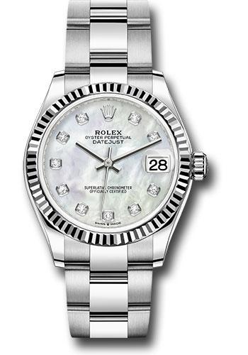 Rolex Datejust 278274 Steel and White Gold 31 Fluted Bezel - White Mother-Of-Pearl Diamond Dial - Oyster Bracelet - mdo Main image