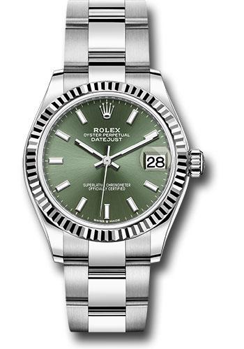 Rolex Datejust 278274 Steel and White Gold 31 Fluted Bezel - Mint Green Index Dial - Oyster Bracelet - mgio