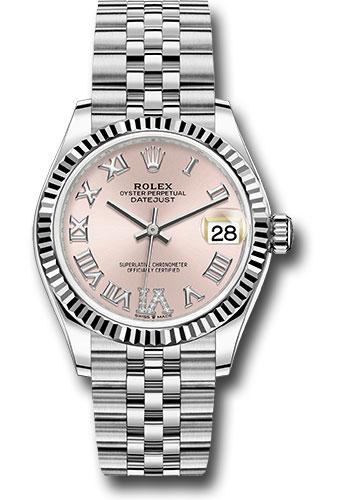 Rolex Datejust 278274 Steel and White Gold 31 Fluted Bezel - Pink Roman Diamond 6 Dial - Jubilee Bracelet - pdr6j