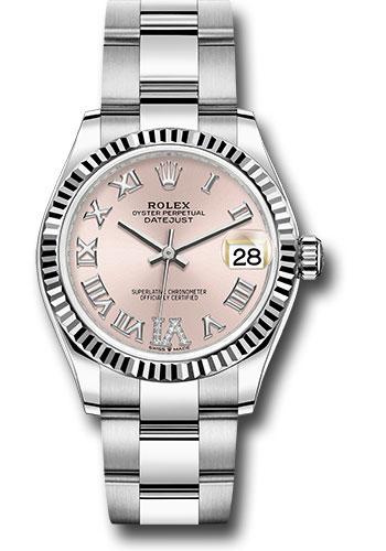 Rolex Datejust 278274 Steel and White Gold 31 Fluted Bezel - Pink Roman Diamond 6 Dial - Oyster Bracelet - pdr6o
