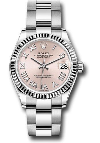 Rolex Datejust 278274 Steel and White Gold 31 Fluted Bezel - Pink Roman Dial - Oyster Bracelet - pro