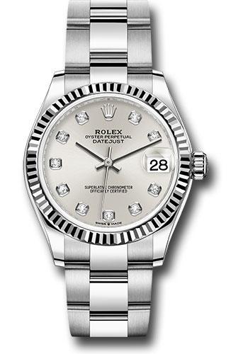 Rolex Datejust 278274 Steel and White Gold 31 Fluted Bezel - Silver Diamond Dial - Oyster Bracelet - sdo
