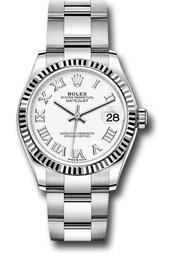 Rolex Datejust 278274 Steel and White Gold 31 Fluted Bezel - White Roman Dial - Oyster Bracelet - wro