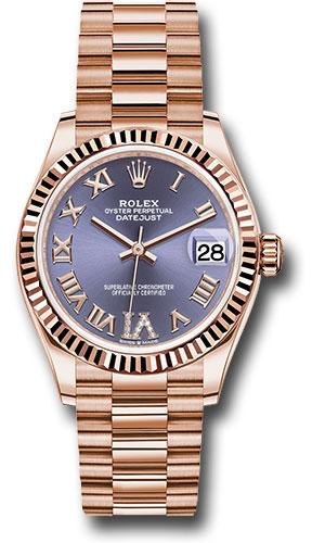 Rolex Datejust 278275 Everose Gold 31 Fluted Bezel - Aubergine Diamond Six Dial - President Bracelet - aubdr6p Main image