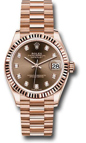 Rolex Datejust 278275 Everose Gold 31 Fluted Bezel - Chocolate Diamond Dial - President Bracelet - chodp Main image