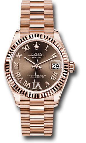 Rolex Datejust 278275 Everose Gold 31 Fluted Bezel - Chocolate Diamond Six Dial - President Bracelet - chodr6p Main image