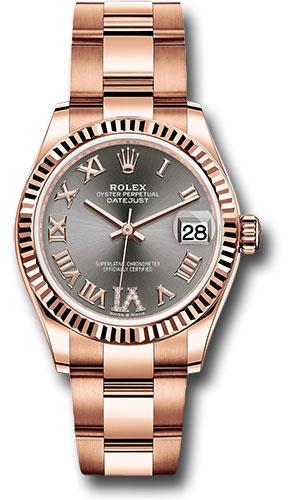 Rolex Datejust 278275 Everose Gold 31 Fluted Bezel - Rhodium Diamond Six Dial - Oyster Bracelet - dkrhdr6o