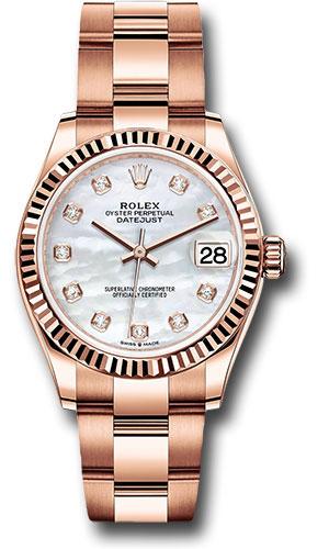 Rolex Datejust 278275 Everose Gold 31 Fluted Bezel - Silver Diamond Dial - Oyster Bracelet - mdo