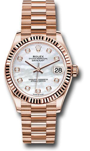 Rolex Datejust 278275 Everose Gold 31 Fluted Bezel - Silver Diamond Dial - President Bracelet - mdp Main image
