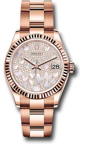 Rolex Datejust 278275 Everose Gold 31 Fluted Bezel - Diamond Paved Butterfly Dial - Oyster Bracelet - pmopbo Main image