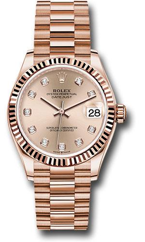 Rolex Datejust 278275 Everose Gold 31 Fluted Bezel - Rose Diamond Dial - President Bracelet - rsdp