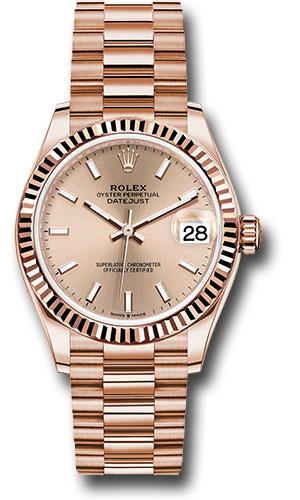 Rolex Datejust 278275 Everose Gold 31 Fluted Bezel - Rose Index Dial - President Bracelet - rsip