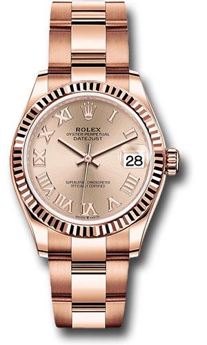 Rolex Datejust 278275 Everose Gold 31 Fluted Bezel - Rose Roman Dial - Oyster Bracelet - rsro