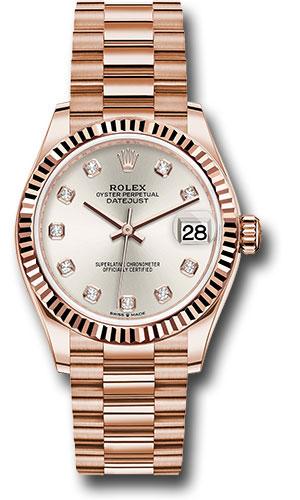 Rolex Datejust 278275 Everose Gold 31 Fluted Bezel - Silver Diamond Dial - President Bracelet - sdp Main image
