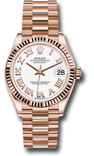 Rolex Datejust 278275 Everose Gold 31 Fluted Bezel - White Roman Dial - President Bracelet - wrp