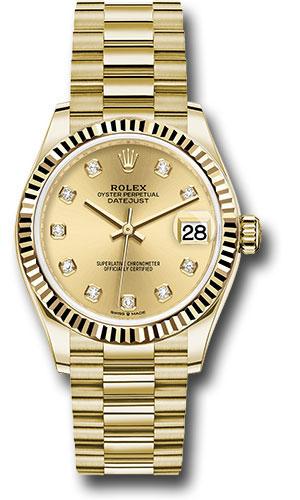 Rolex Datejust 278278 Yellow Gold 31 Fluted Bezel - Champagne Diamond Dial - President Bracelet - chdp Main image