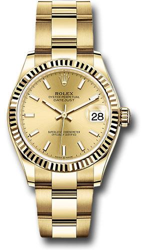 Rolex Datejust 278278 Yellow Gold 31 Fluted Bezel - Champagne Index Dial - Oyster Bracelet - chio Main image
