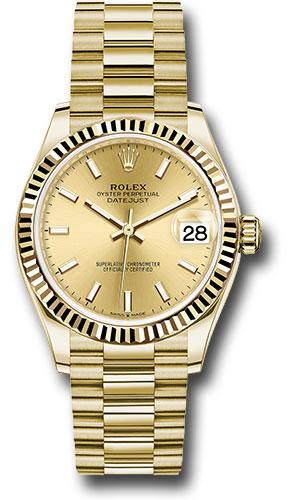 Rolex Datejust 278278 Yellow Gold 31 Fluted Bezel - Champagne Index Dial - President Bracelet - chip Main image