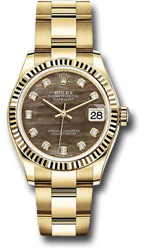 Rolex Datejust 278278 Yellow Gold 31 Fluted Bezel - Dark Mother-of-Pearl Diamond Dial - Oyster Bracelet - dkmdo