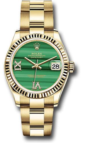 Rolex Datejust 278278 Yellow Gold 31 Fluted Bezel - Malachite Diamond Six and Nine Dial - Oyster Bracelet - madr69o Main image