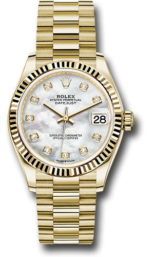 Rolex Datejust 278278 Yellow Gold 31 Fluted Bezel - Mother-of-Pearl Diamond Dial - President Bracelet - mdp Main image