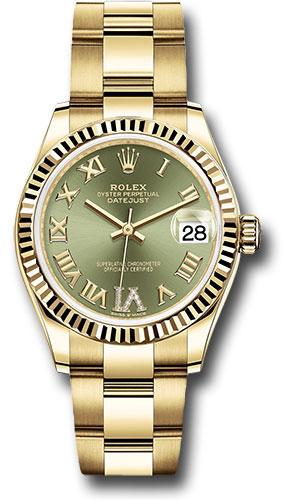 Rolex Datejust 278278 Yellow Gold 31 Fluted Bezel - Olive Green Diamond Six Dial - Oyster Bracelet - ogdr6o Main image