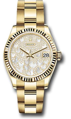 Rolex Datejust 278278 Yellow Gold 31 Fluted Bezel - Paved Mother-of-Pearl Butterfly Dial - Oyster Bracelet - pmopbo Main image