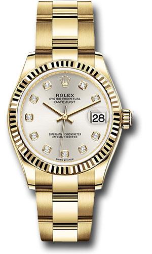 Rolex Datejust 278278 Yellow Gold 31 Fluted Bezel - Silver Diamond Dial - Oyster Bracelet - sdo Main image