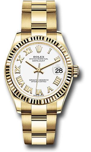 Rolex Datejust 278278 Yellow Gold 31 Fluted Bezel - White Roman Dial - Oyster Bracelet - wro
