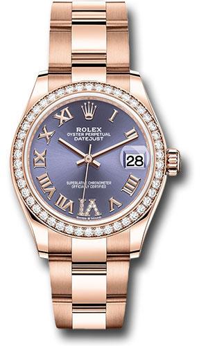 Rolex Datejust 278285RBR Everose Gold 31 Diamond Bezel - Aubergine Diamond Six Dial - Oyster Bracelet - aubdr6o