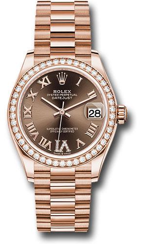 Rolex Datejust 278285RBR Everose Gold 31 Diamond Bezel - Chocolate Diamond Six Dial - President Bracelet - chodr6p Main image