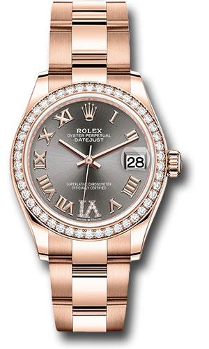 Rolex Datejust 278285RBR Everose Gold 31 Diamond Bezel - Rhodium Diamond Six Dial - Oyster Bracelet - dkrhdr6o