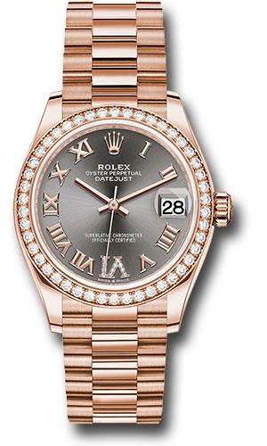 Rolex Datejust 278285RBR Everose Gold 31 Diamond Bezel - Rhodium Diamond Six Dial - President Bracelet - dkrhdr6p Main image