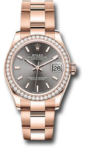 Rolex Datejust 278285RBR Everose Gold 31 Diamond Bezel - Rhodium Index Dial - Oyster Bracelet - dkrhio