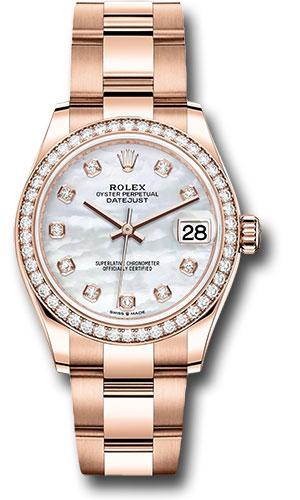 Rolex Datejust 278285RBR Everose Gold 31 Diamond Bezel - Silver Diamond Dial - Oyster Bracelet - mdo