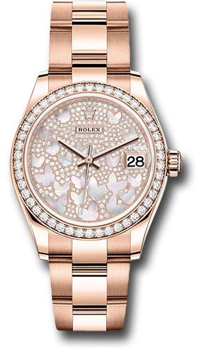 Rolex Datejust 278285RBR Everose Gold 31 Diamond Bezel - Diamond Paved Butterfly Dial - Oyster Bracelet - pmopbo Main image