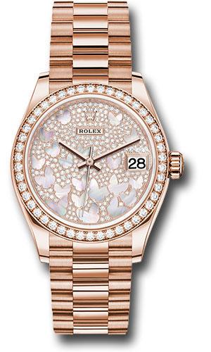 Rolex Datejust 278285RBR Everose Gold 31 Diamond Bezel - Diamond Paved Butterfly Dial - President Bracelet - pmopbp Main image