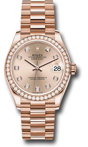Rolex Datejust 278285RBR Everose Gold 31 Diamond Bezel - Rose Diamond Dial - President Bracelet - rsdp