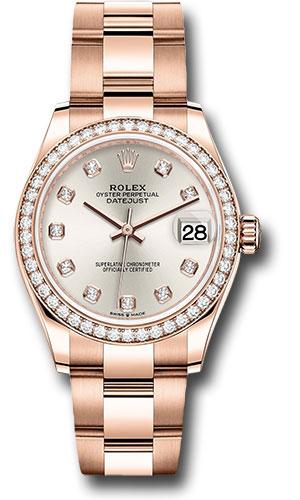 Rolex Datejust 278285RBR Everose Gold 31 Diamond Bezel - Silver Diamond Dial - Oyster Bracelet - sdo