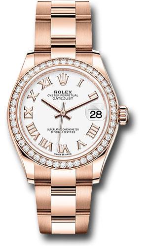 Rolex Datejust 278285RBR Everose Gold 31 Diamond Bezel - White Roman Dial - Oyster Bracelet - wro