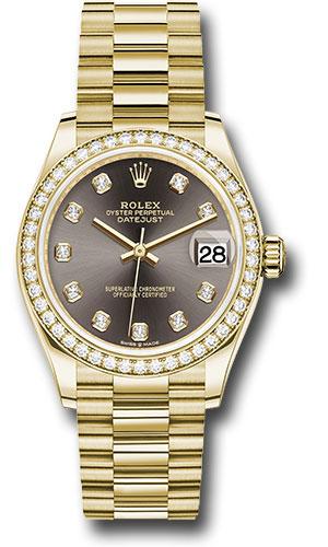 Rolex Datejust 278288RBR Yellow Gold 31 Diamond Bezel - Dark Grey Diamond Dial - President Bracelet - dkgdp Main image