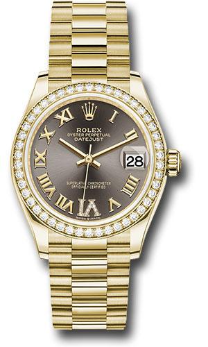 Rolex Datejust 278288RBR Yellow Gold 31 Diamond Bezel - Dark Grey Diamond Six Dial - President Bracelet - dkgdr6p Main image