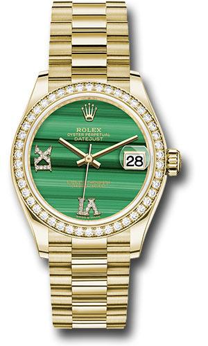 Rolex Datejust 278288RBR Yellow Gold 31 Diamond Bezel - Malachite Diamond Six and Nine Dial - President Bracelet - madr69p Main image