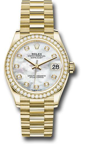 Rolex Datejust 278288RBR Yellow Gold 31 Diamond Bezel - Mother-of-Pearl Diamond Dial - President Bracelet - mdp