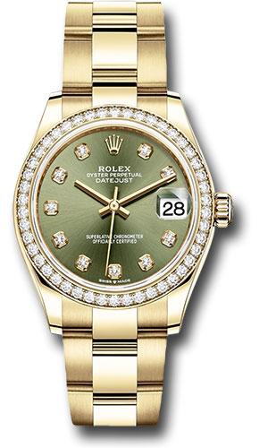 Rolex Datejust 278288RBR Yellow Gold 31 Diamond Bezel - Olive Green Diamond Dial - Oyster Bracelet - ogdo