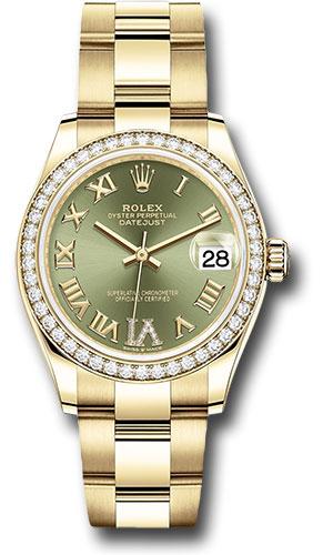 Rolex Datejust 278288RBR Yellow Gold 31 Diamond Bezel - Olive Green Diamond Six Dial - Oyster Bracelet - ogdr6o