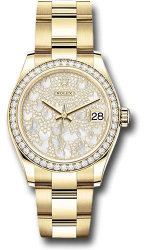 Rolex Datejust 278288RBR Yellow Gold 31 Diamond Bezel - Paved Mother-of-Pearl Butterfly Dial - Oyster Bracelet - pmopbo Main image