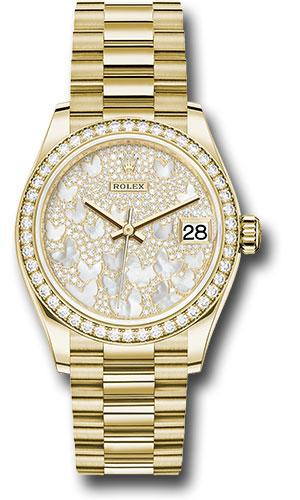 Rolex Datejust 278288RBR Yellow Gold 31 Diamond Bezel - Paved Mother-of-Pearl Butterfly Dial - President Bracelet - pmopbp Main image